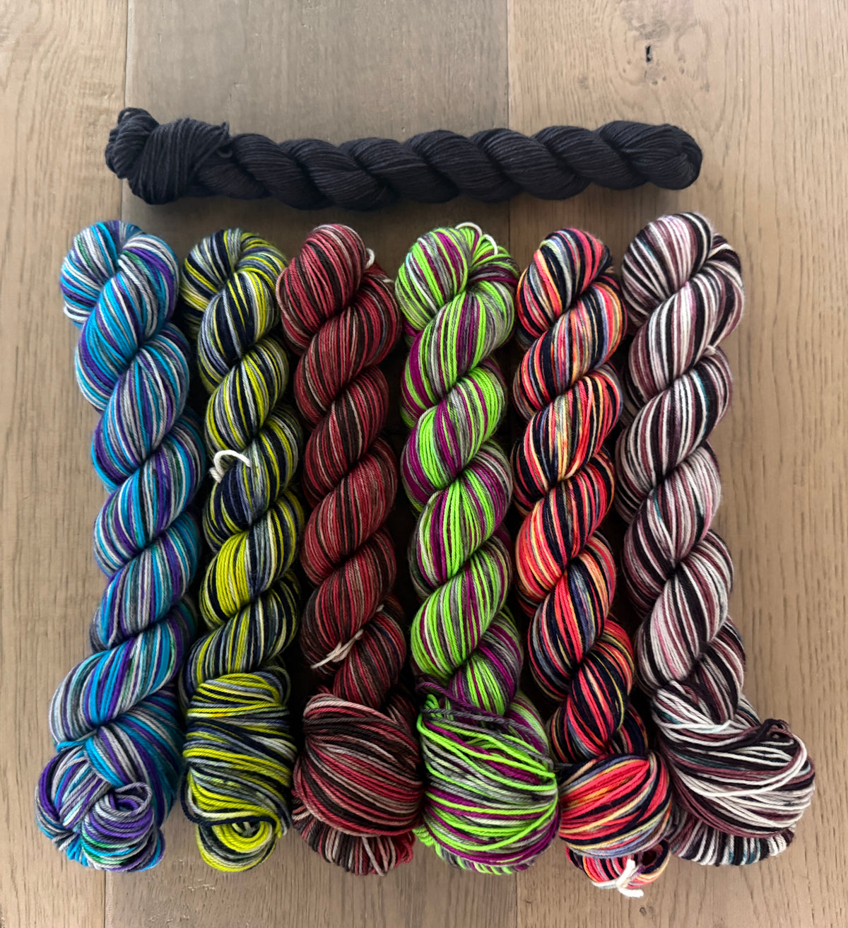 Halloween Block Party self striping sock sets