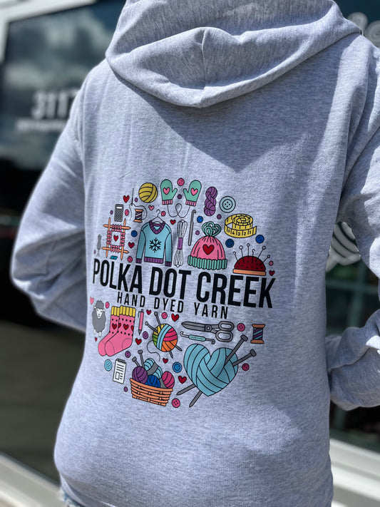 Coloured in Polka Dot Creek Logo Zip Up Hoodie