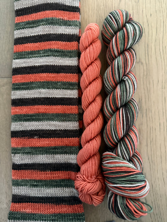 Terracotta-Ville Fingering Self Striping Sock Set