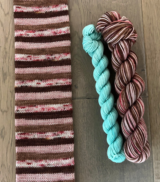 Polka Dot Cocoa Fingering Self Striping Sock Set