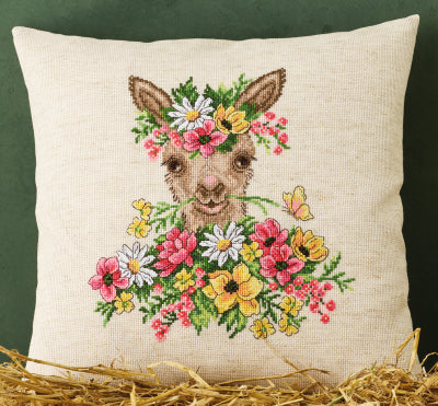 Alpaca in Flowers - Cushion